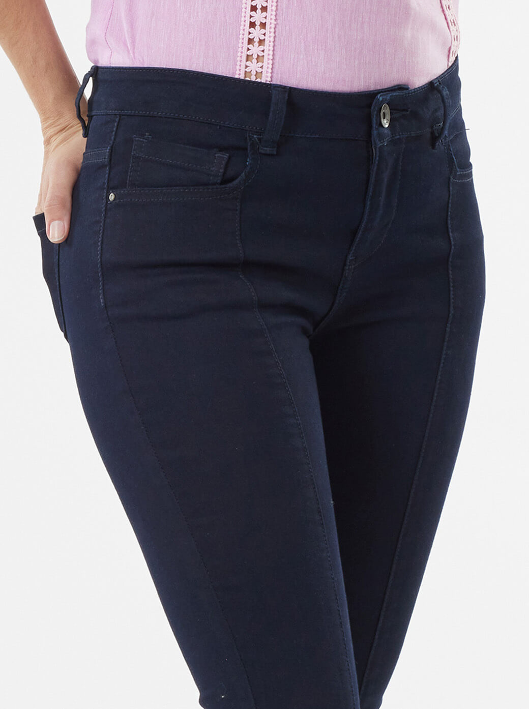 Jeans azul marino skinny con aberturas Esenciales
