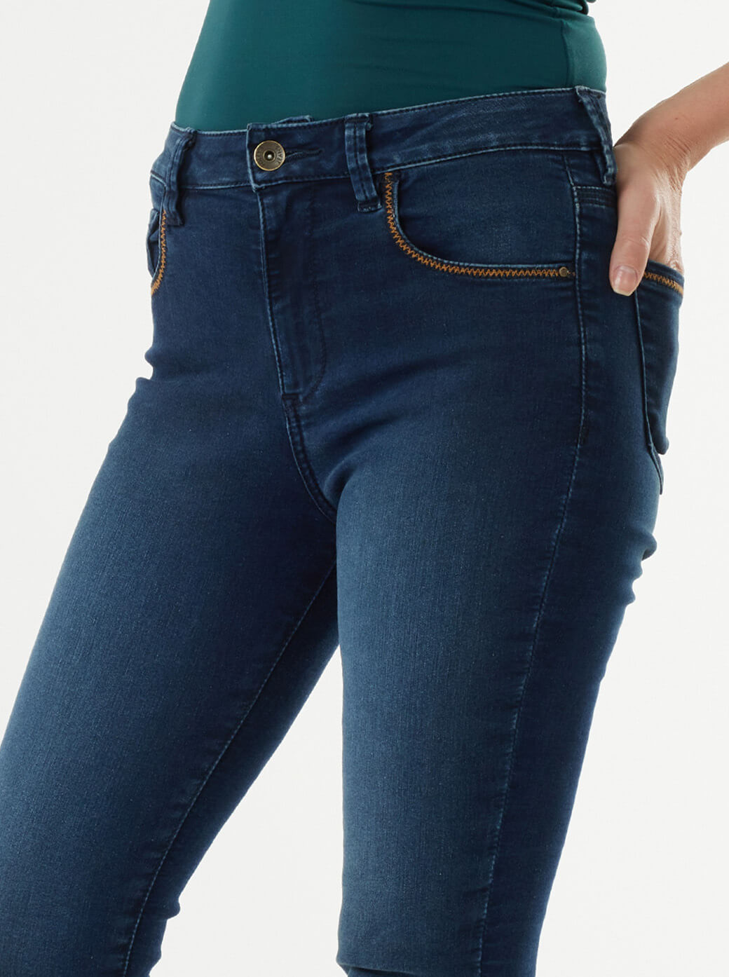 Jeans azul marino skinny con bordado Esenciales
