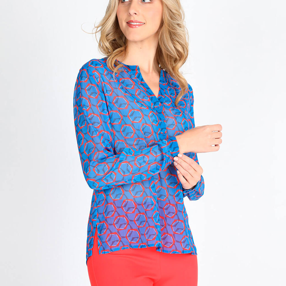 Blusa azul escote redondo Esenciales