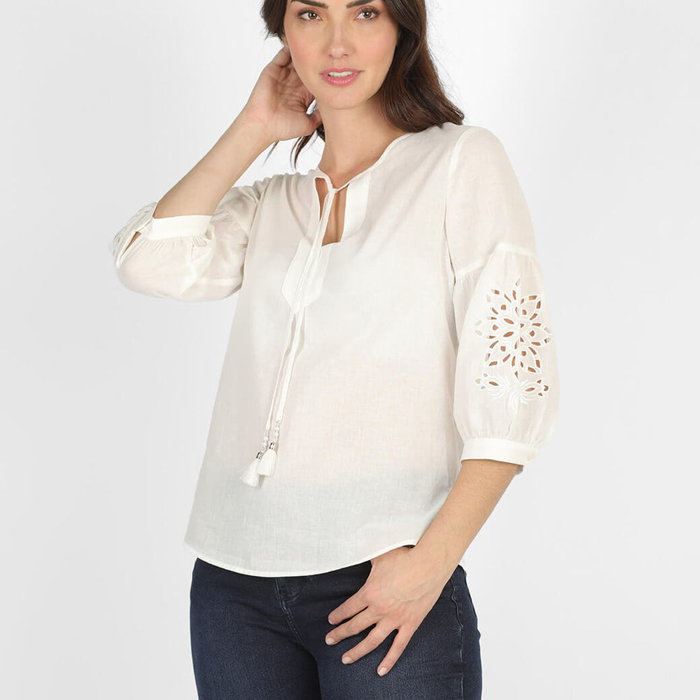 Blusa hueso con pliegues Alice