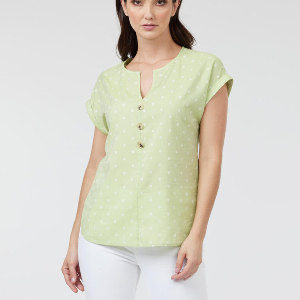 Blusa verde con escote redondo Esenciales