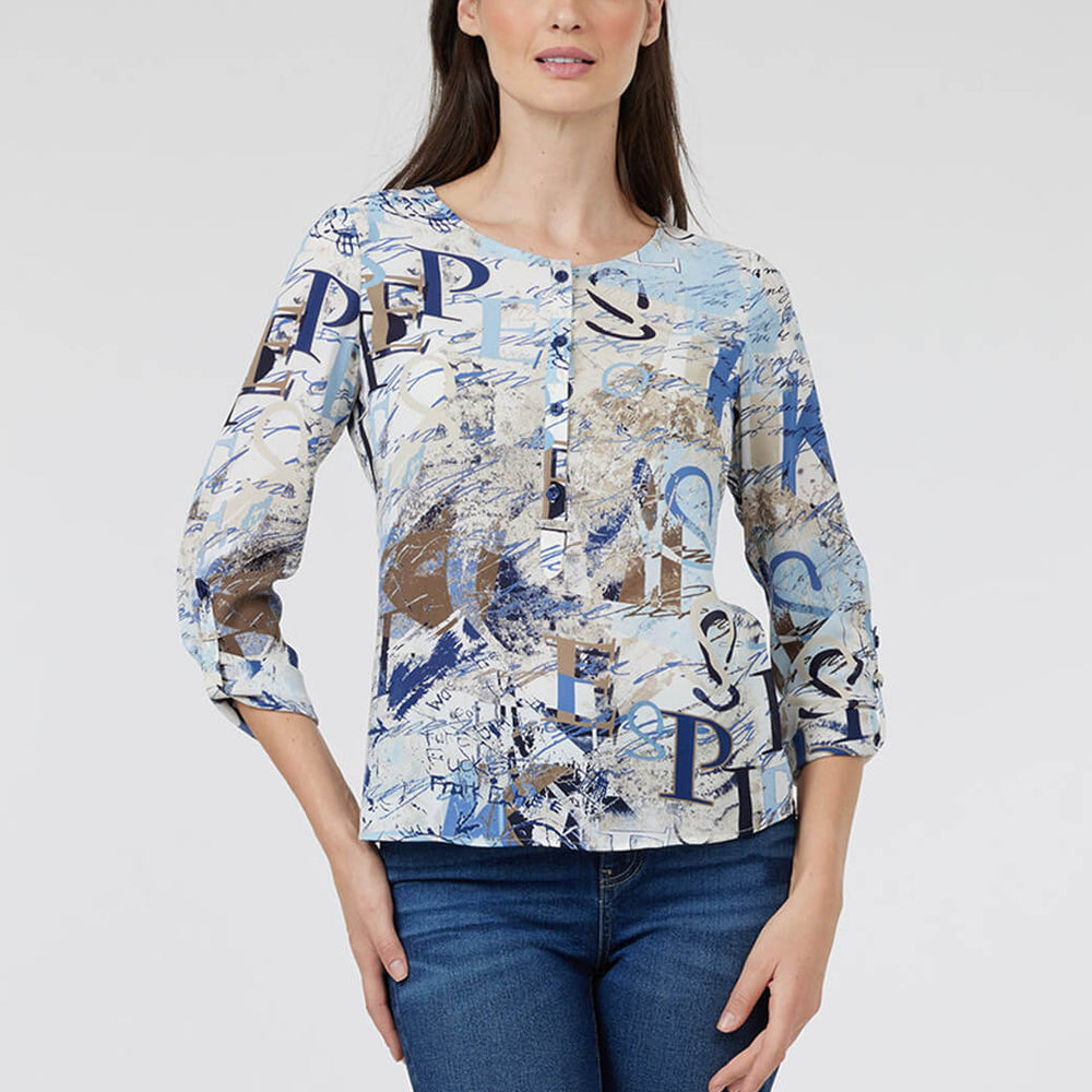 Blusa hueso con escote redondo Esenciales