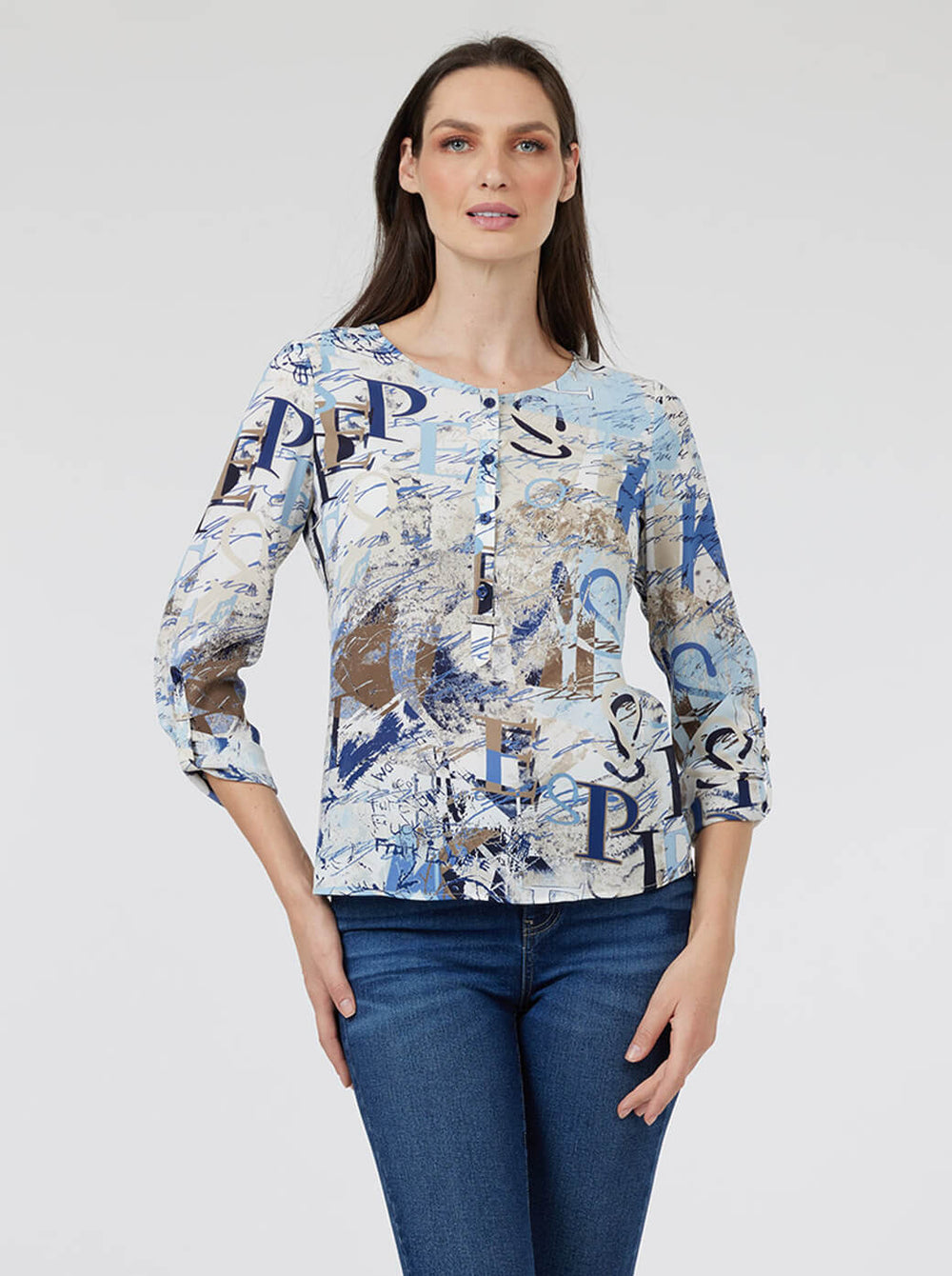 Blusa hueso con escote redondo Esenciales