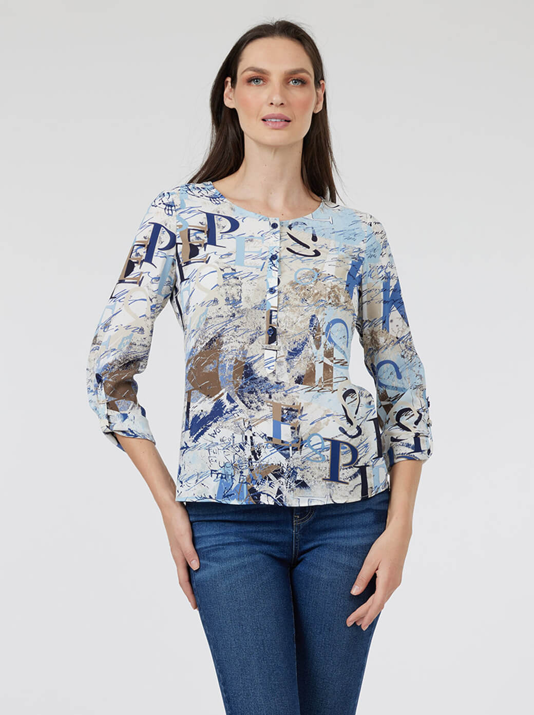 Blusa hueso con escote redondo Esenciales