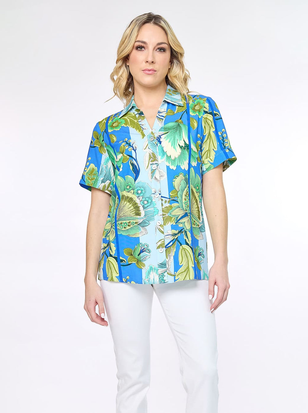 Blusa azul estampada Irem