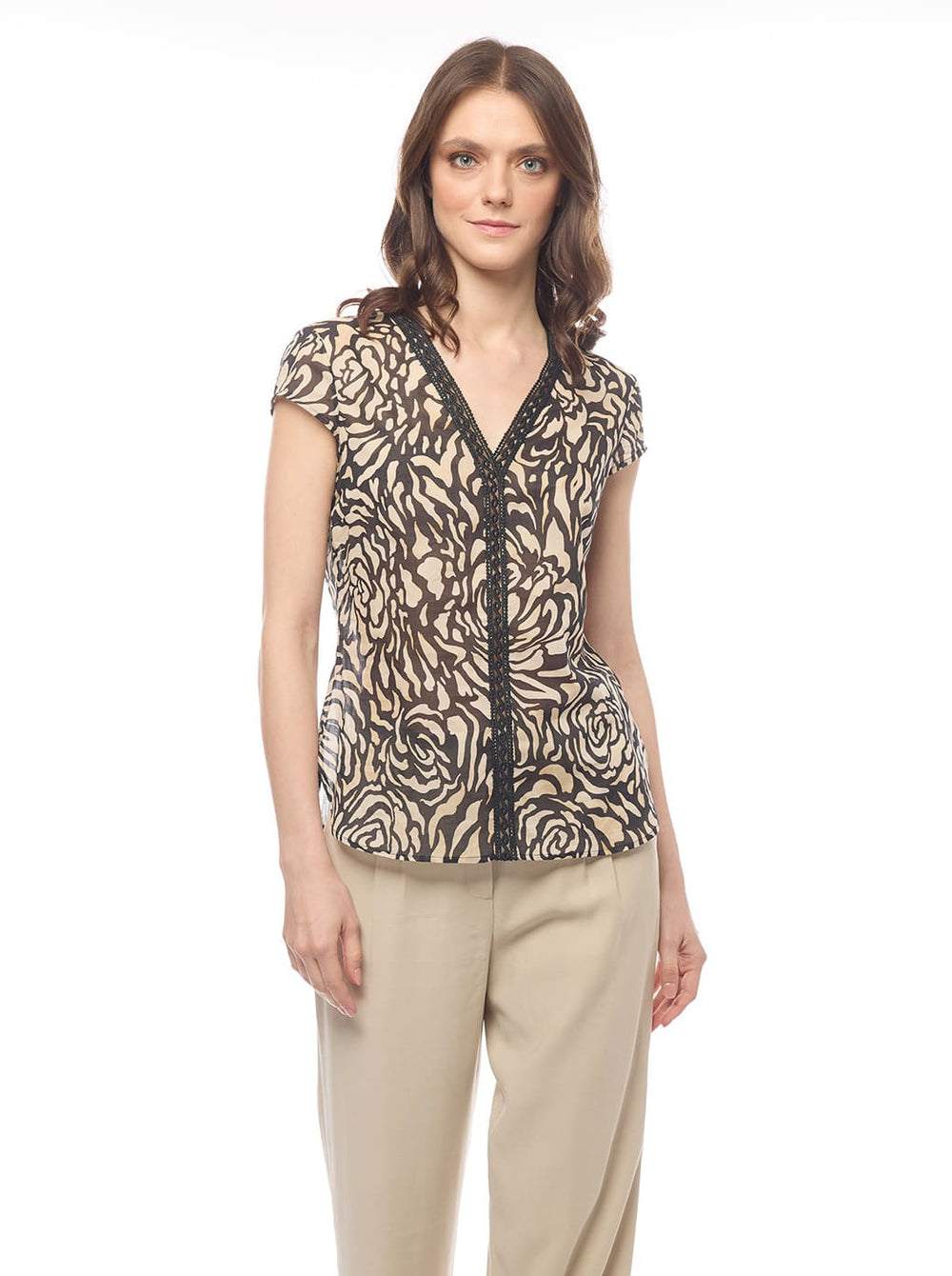 Blusa beige estampada Anastasia