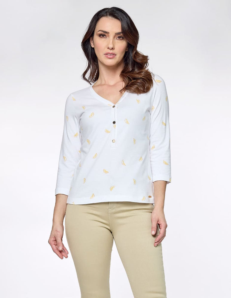 Blusa estampada blanca Esenciales