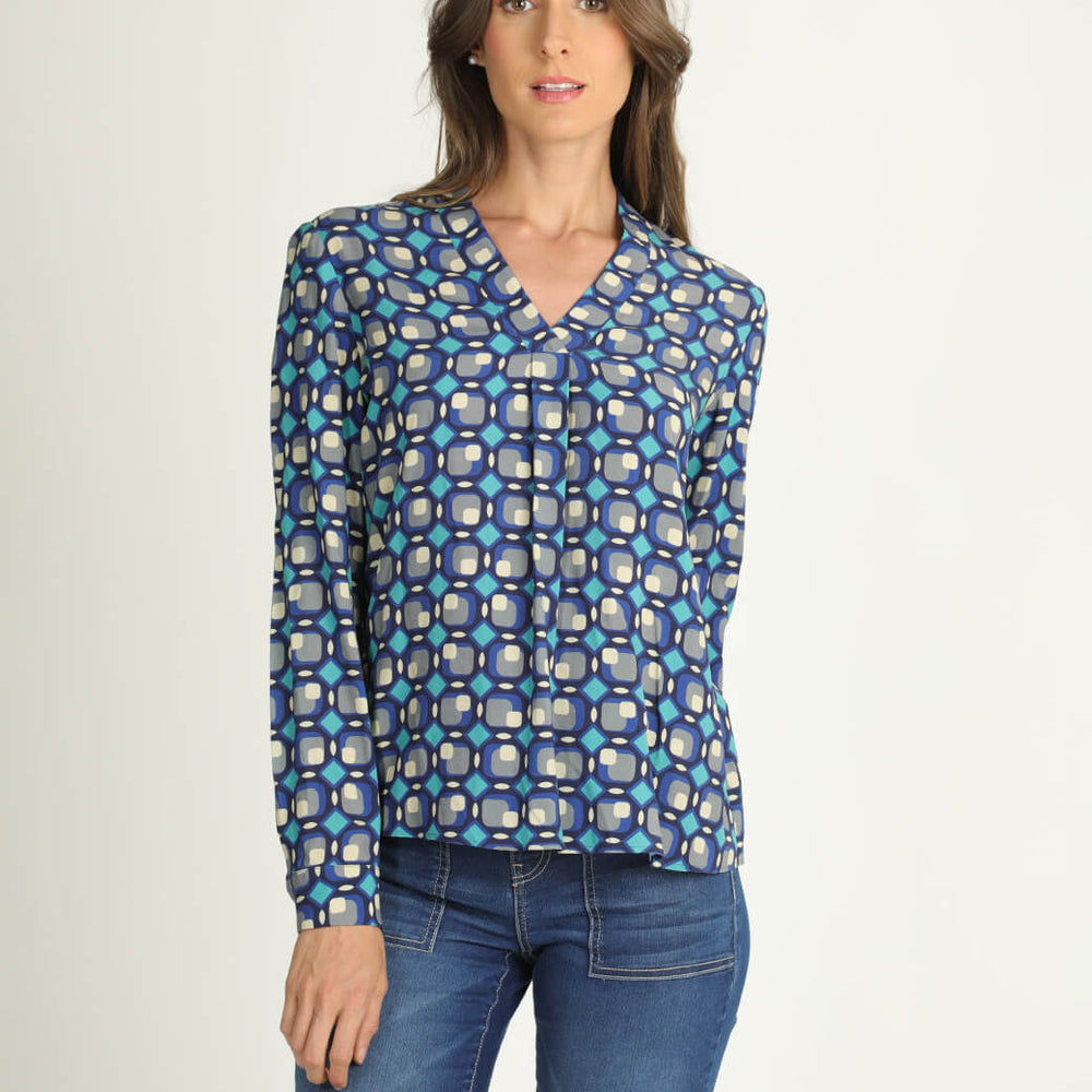 Blusa azul estampada Clarisse