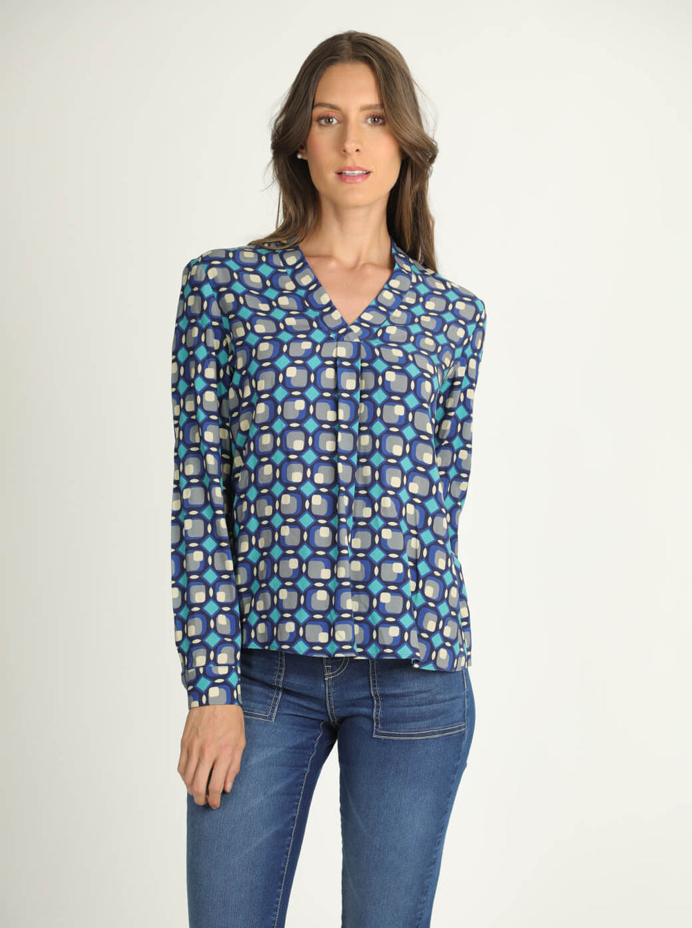 Blusa azul estampada Clarisse