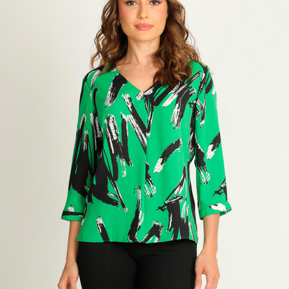 Blusa verde estampada