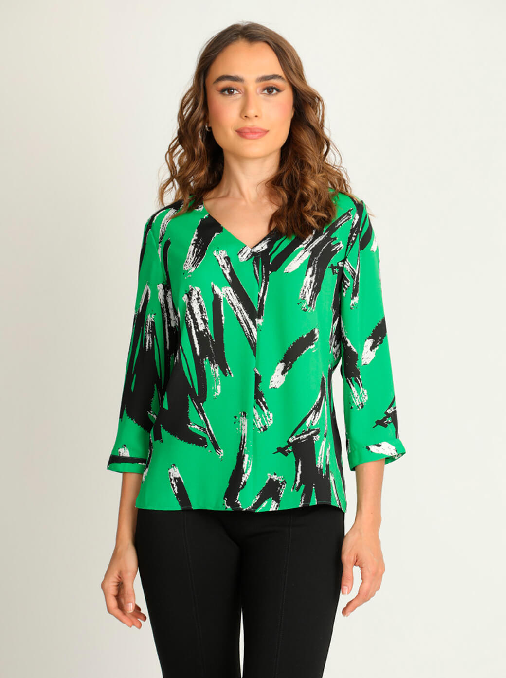 Blusa verde estampada