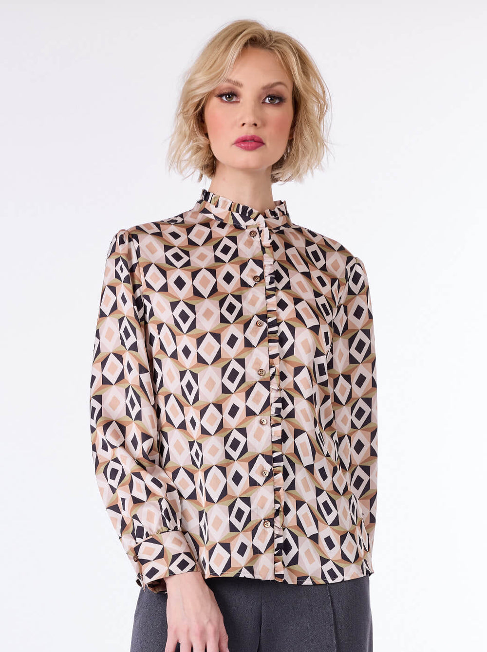 Blusa beige estampada Olinda