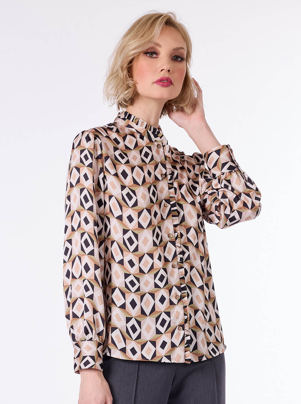 Blusa beige estampada Olinda