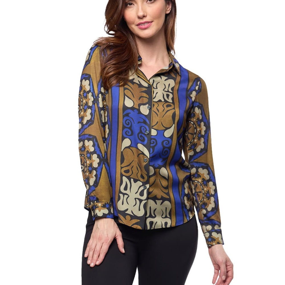 Blusa café estampada Athena