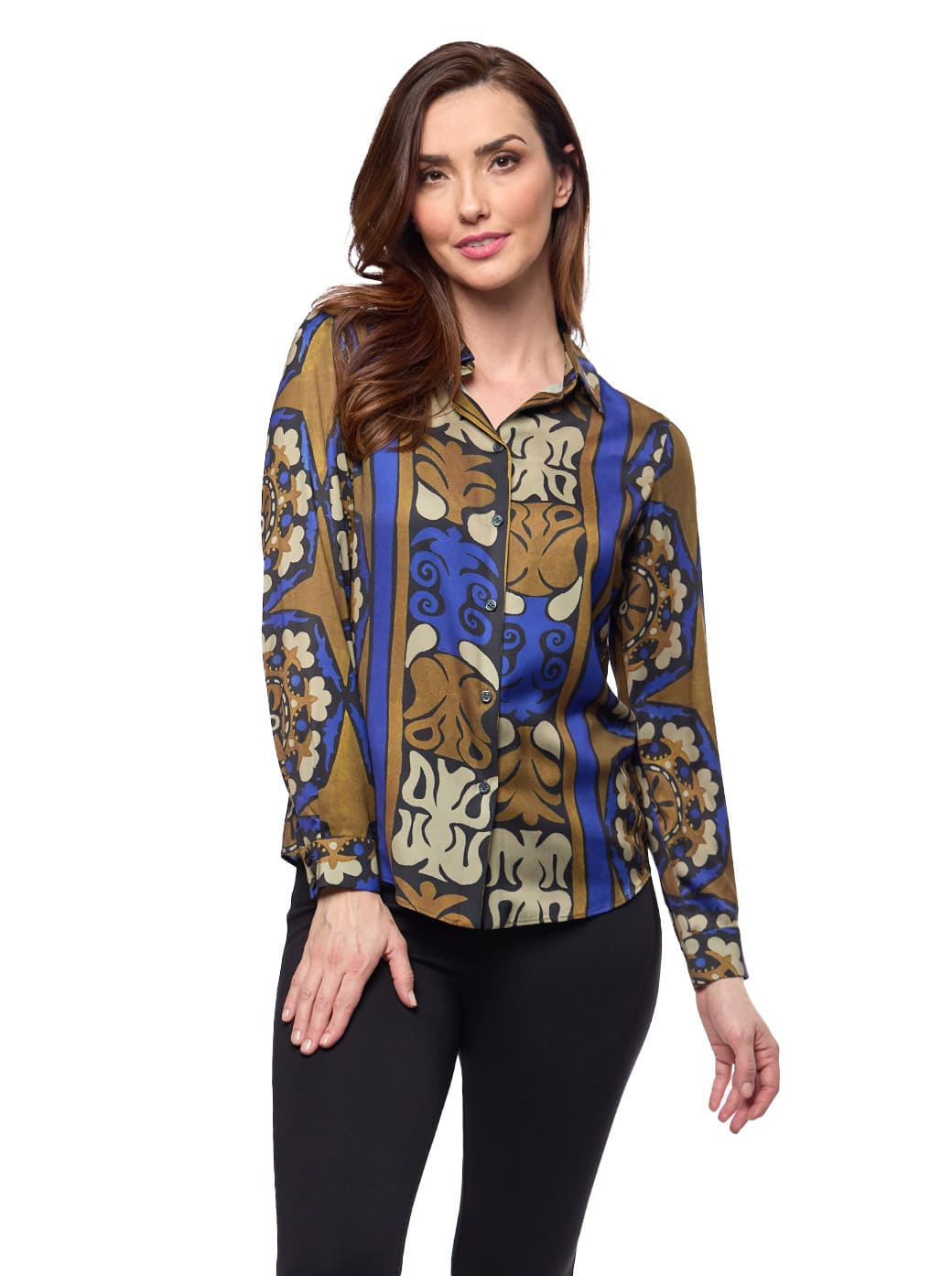 Blusa café estampada Athena