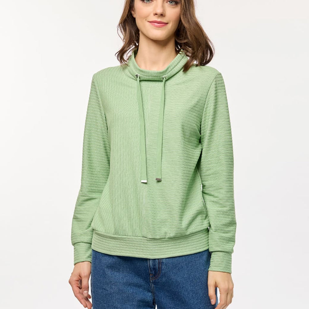 Sudadera verde cuello mao y jaretas Comfort