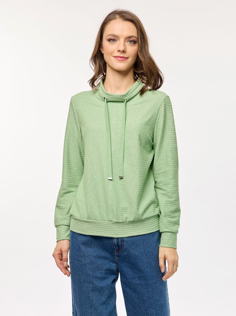 Sudadera verde cuello mao y jaretas Comfort