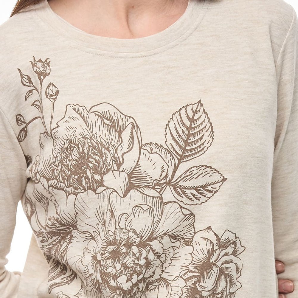 Sudadera beige con flores Comfort