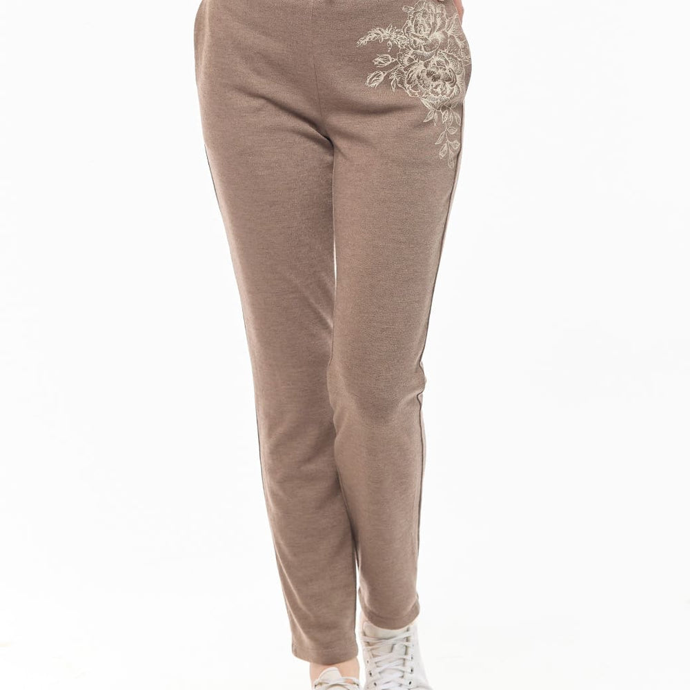 Pants café con flores Comfort