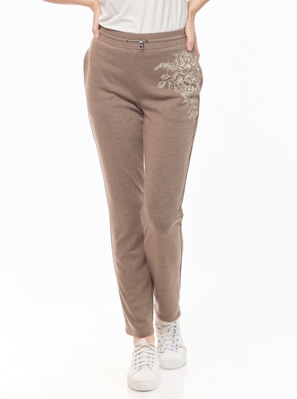 Pants café con flores Comfort