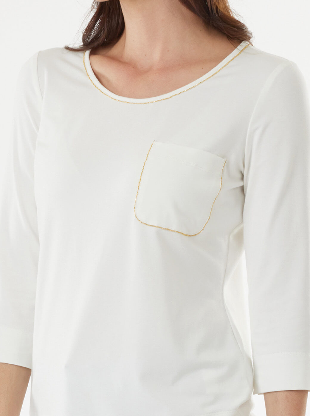 Blusa blanca con escote redondo Esenciales