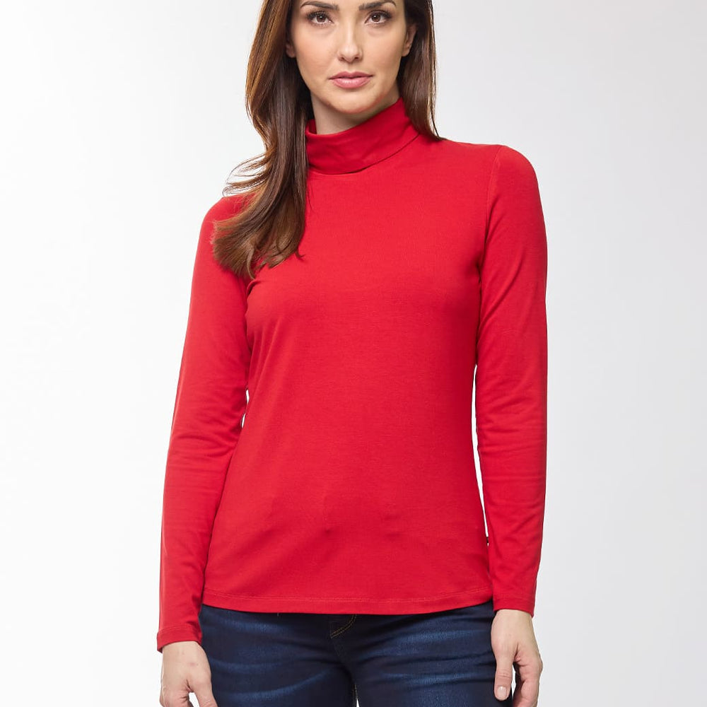 Blusa roja cuello alto Esenciales