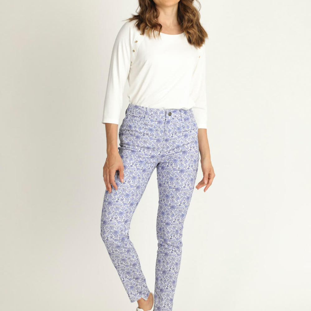 Skinny Jeans con estampado azul